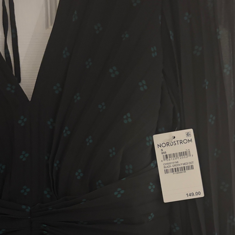 Chelsea28 Black Sheer Maxi Dress with Subtle Teal Dots - Picture 5 of 5
